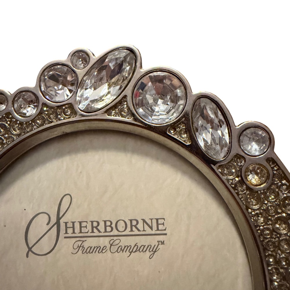 Sherborne Frame Co Ornate Round Picture Frame Crystal Embellished Silver Tone 3" - Picture 3 of 8
